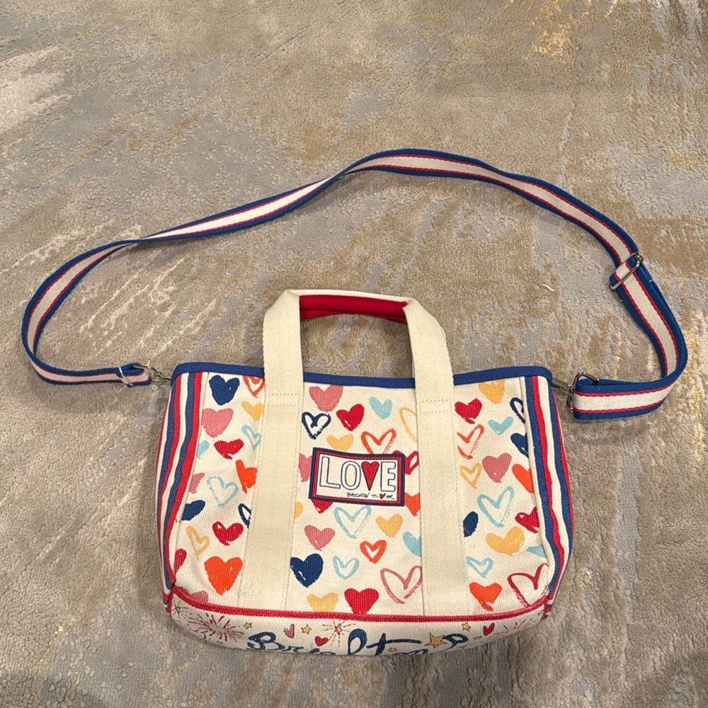 Rare BRIGHTON Red White and You Mini Canvas Tote - LIKE NEW! Perfect for V-Day‎